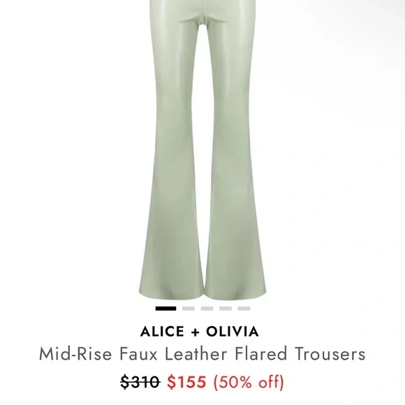Alice + Olivia Light Green Flare Pants - Picture 2 of 6